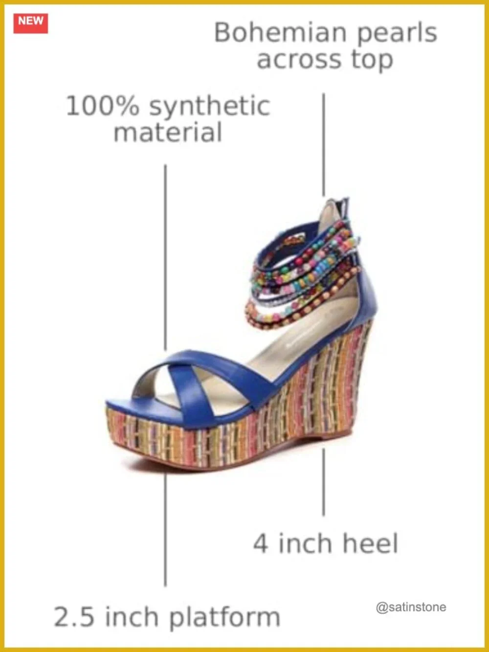 Womens Wedge Sandals Platform High Heels Rhinestone Ankle Strap